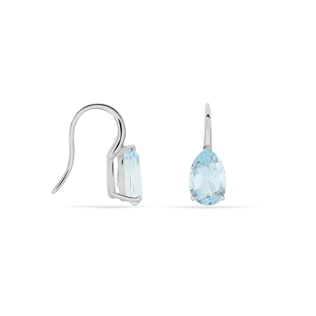 Boucles D'oreilles Puces Anesa Or Blanc Topaze - Clous d'oreilles Femme | Histoire d’Or