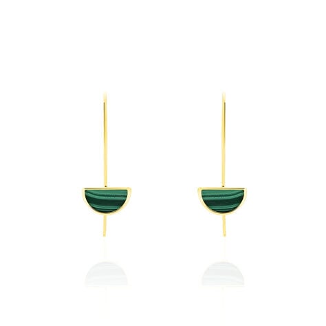 Boucles D'oreilles Pendantes Florica Or Jaune Malachite - Boucles d'oreilles pendantes Femme | Histoire d&rsquo;Or