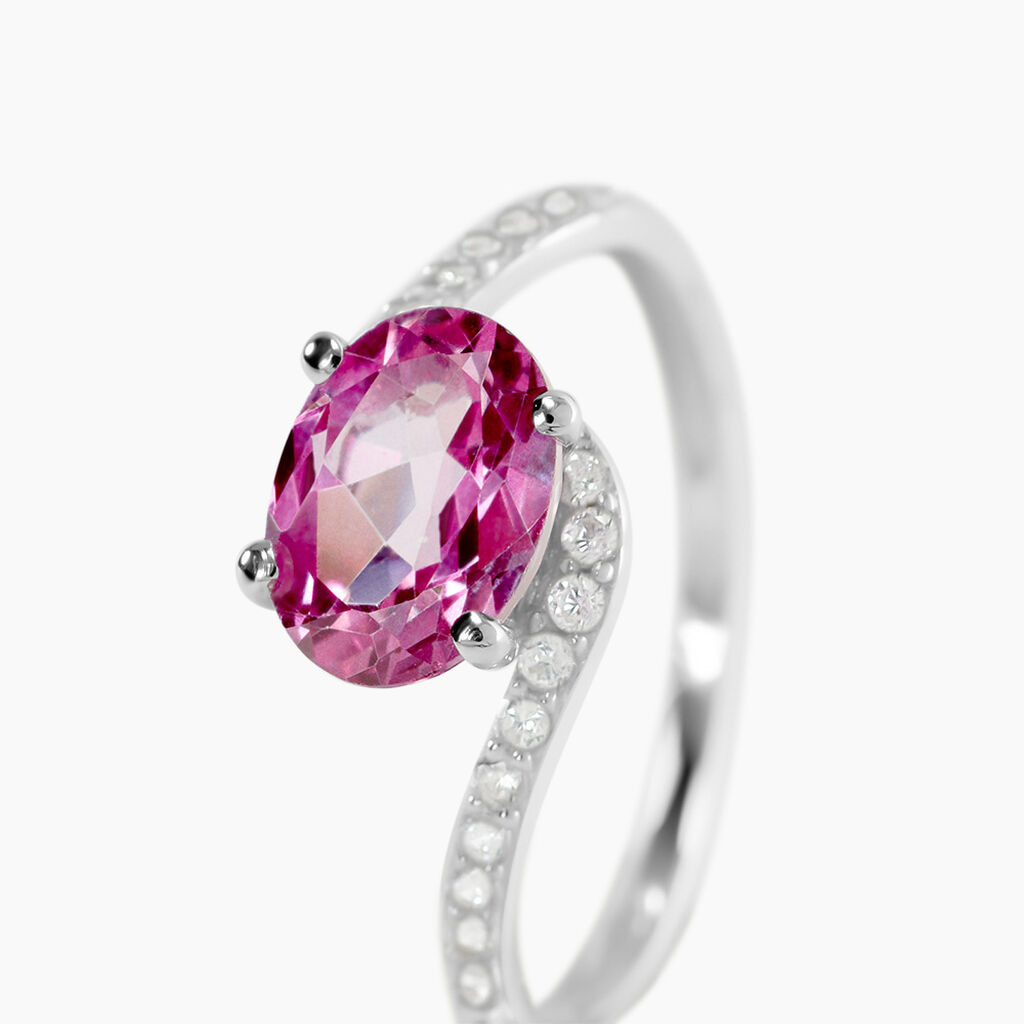 Bague Loriane Or Blanc Topaze Et Oxyde De Zirconium - Bagues solitaires Femme | Histoire d&rsquo;Or