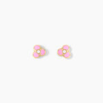 Boucles D'oreilles Puces Fleur Rose Or Jaune - Clous d'oreilles Enfant | Histoire d&rsquo;Or