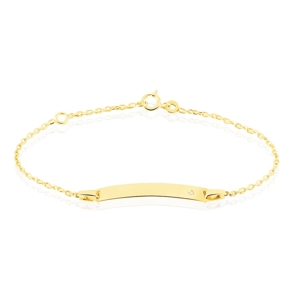 Bracelet Identit&eacute; Gaspardine Maille For&ccedil;at Or Jaune Oxyde De Zirconium - Bracelets Communion Enfant | Histoire d&rsquo;Or