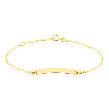 Bracelet Identit&eacute; Gaspardine Maille For&ccedil;at Or Jaune Oxyde De Zirconium