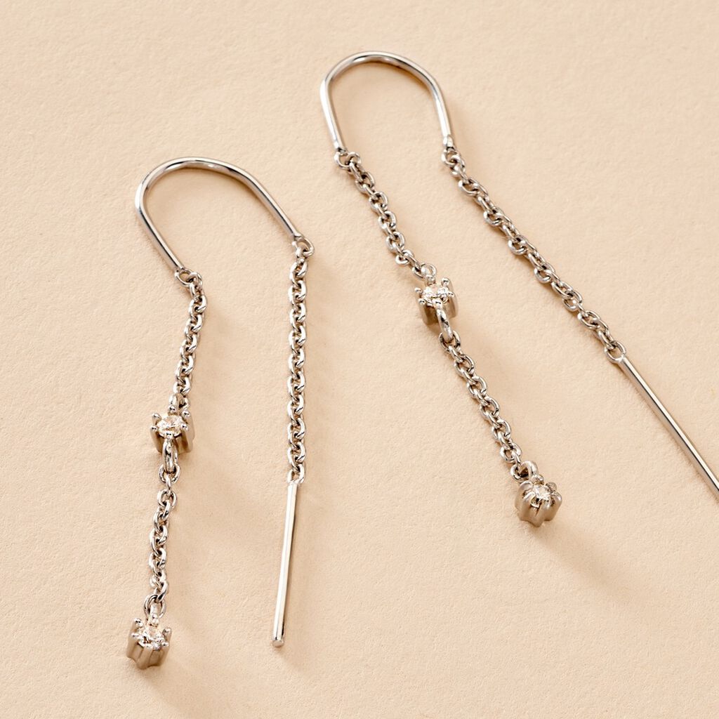 Boucles D'oreilles Pendantes Garsha Argent Blanc Oxyde De Zirconium - Boucles d'oreilles fantaisie Femme | Histoire d&rsquo;Or