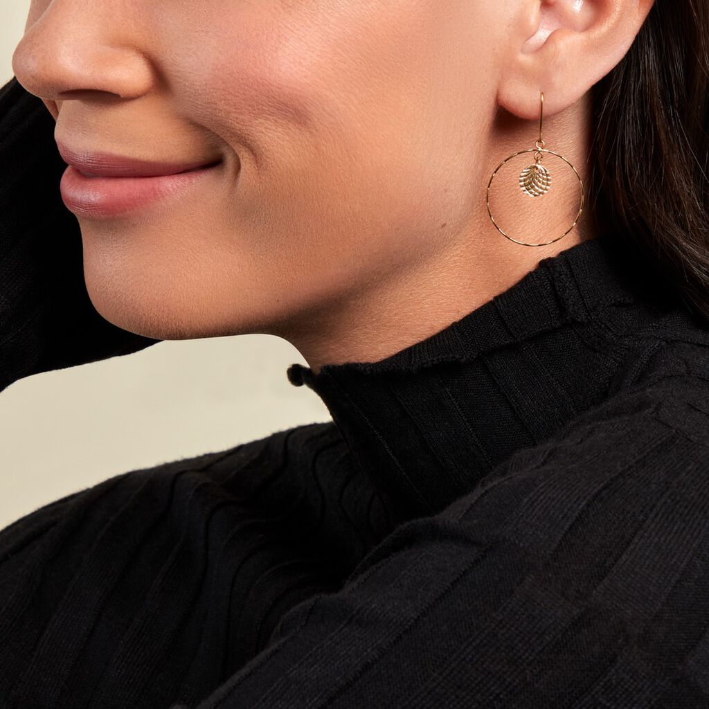 Boucles D'oreilles Pendantes Iakopa Acier Jaune - Boucles d'oreilles fantaisie Femme | Histoire d’Or