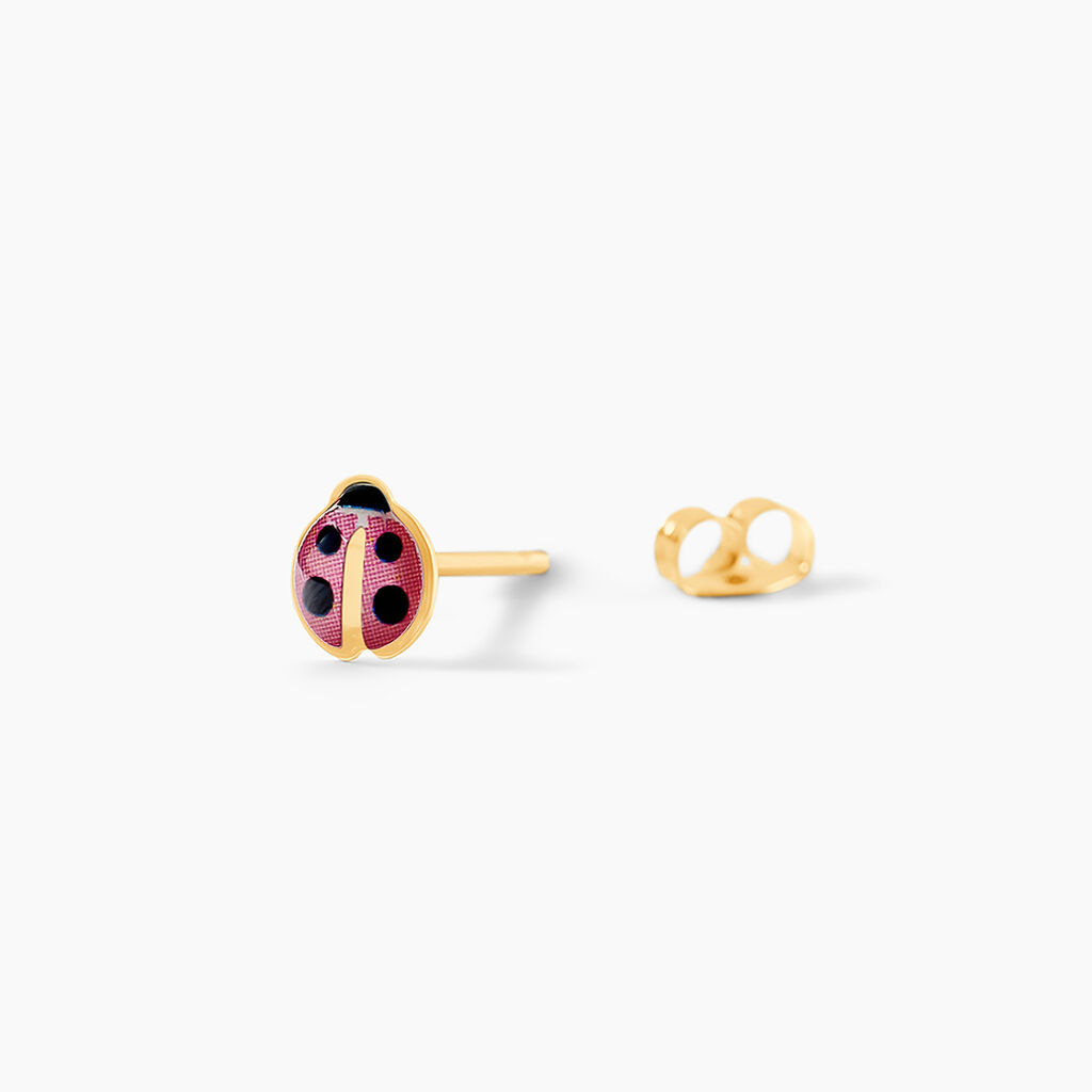 Boucles D'oreilles Puces Helidie Coccinelle Or Jaune - Clous d'oreilles Enfant | Histoire d’Or