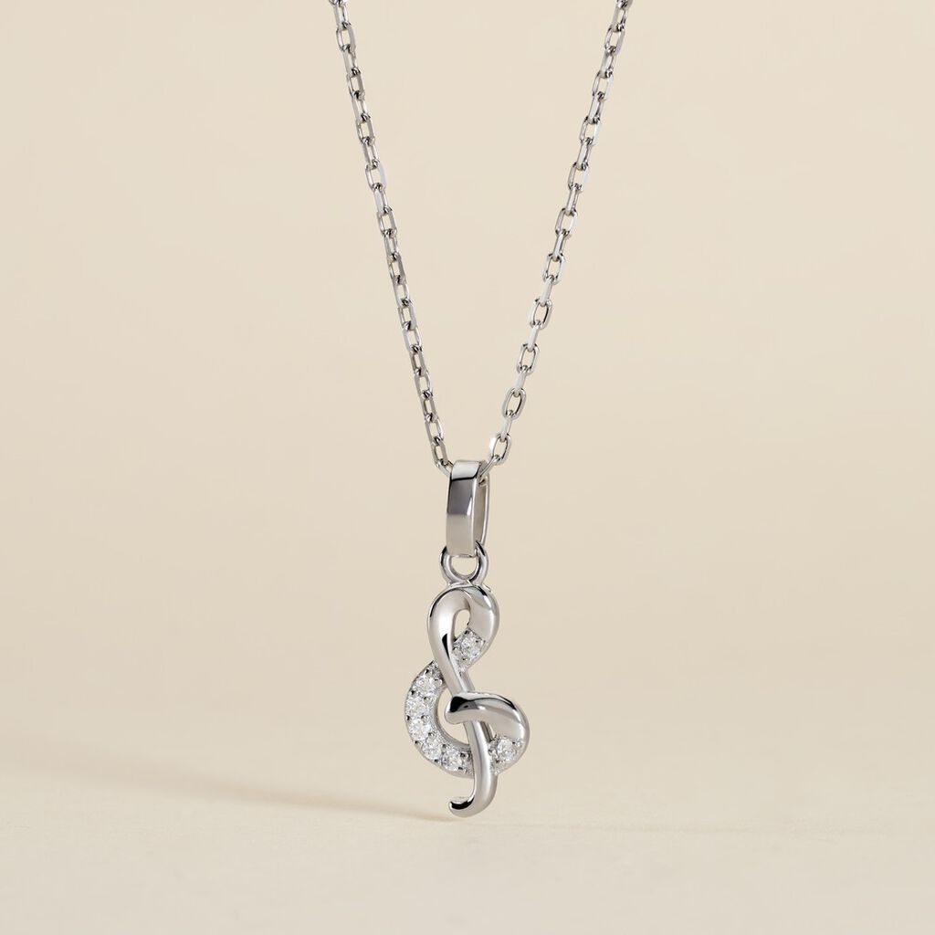 Pendentif Amelot Argent Blanc Oxyde De Zirconium - Pendentifs Femme | Histoire d’Or