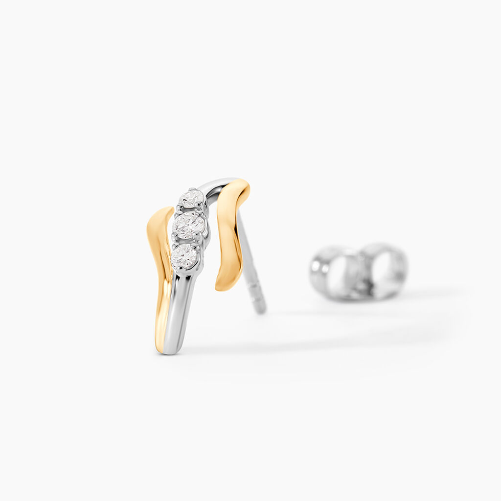 Boucles D'oreilles Pendantes Mayline Or Bicolore Diamant - Boucles d'oreilles pendantes Femme | Histoire d&rsquo;Or