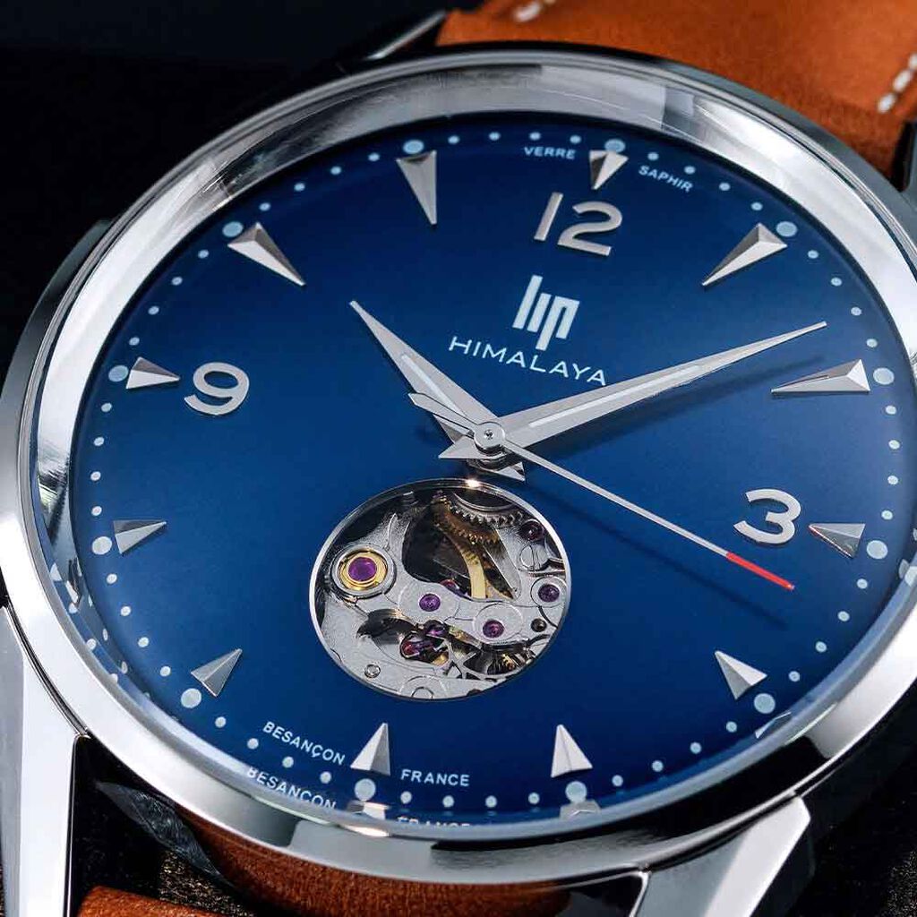 Montre Lip Himalaya C&oelig;ur Battant 40 Bleu - Montres Homme | Histoire d&rsquo;Or