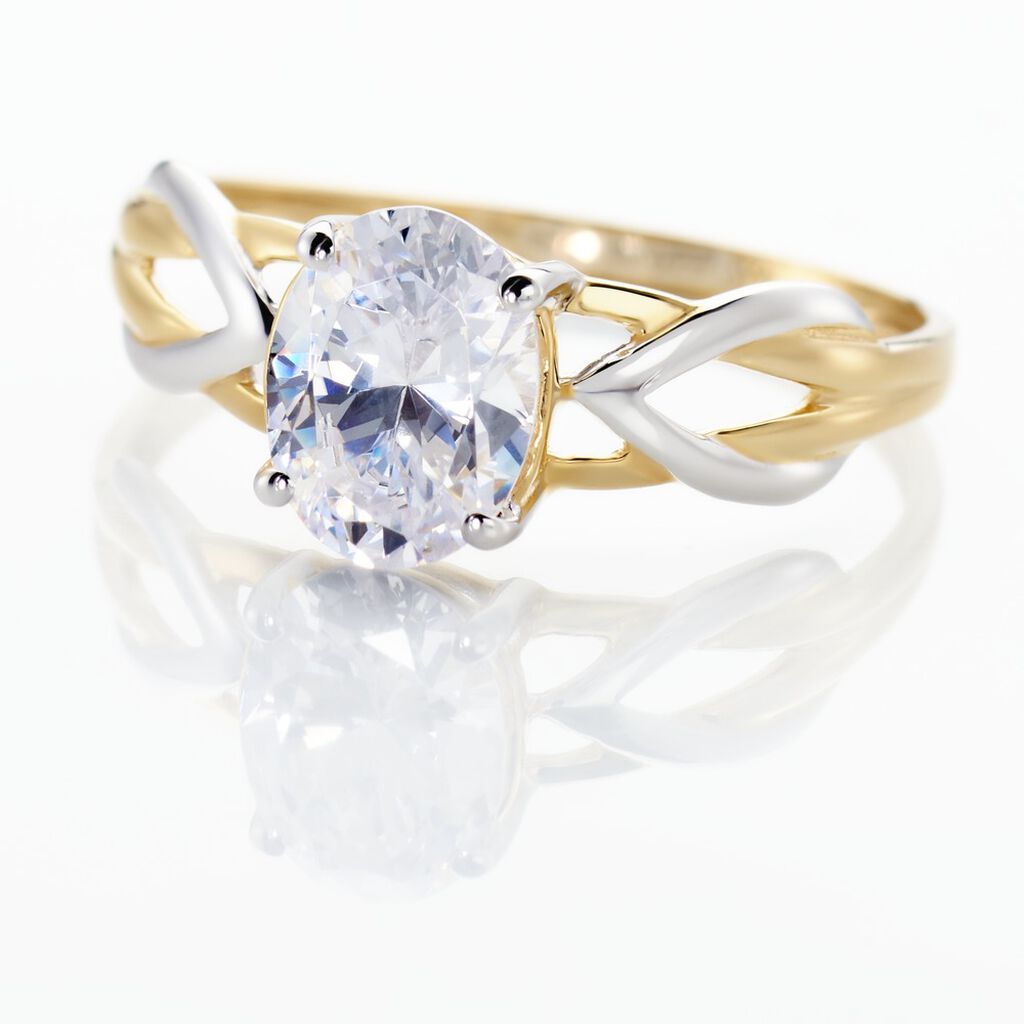 Bague Or Bicolore Kolleen Oxyde De Zirconium - Bagues avec pierre Femme | Histoire d’Or