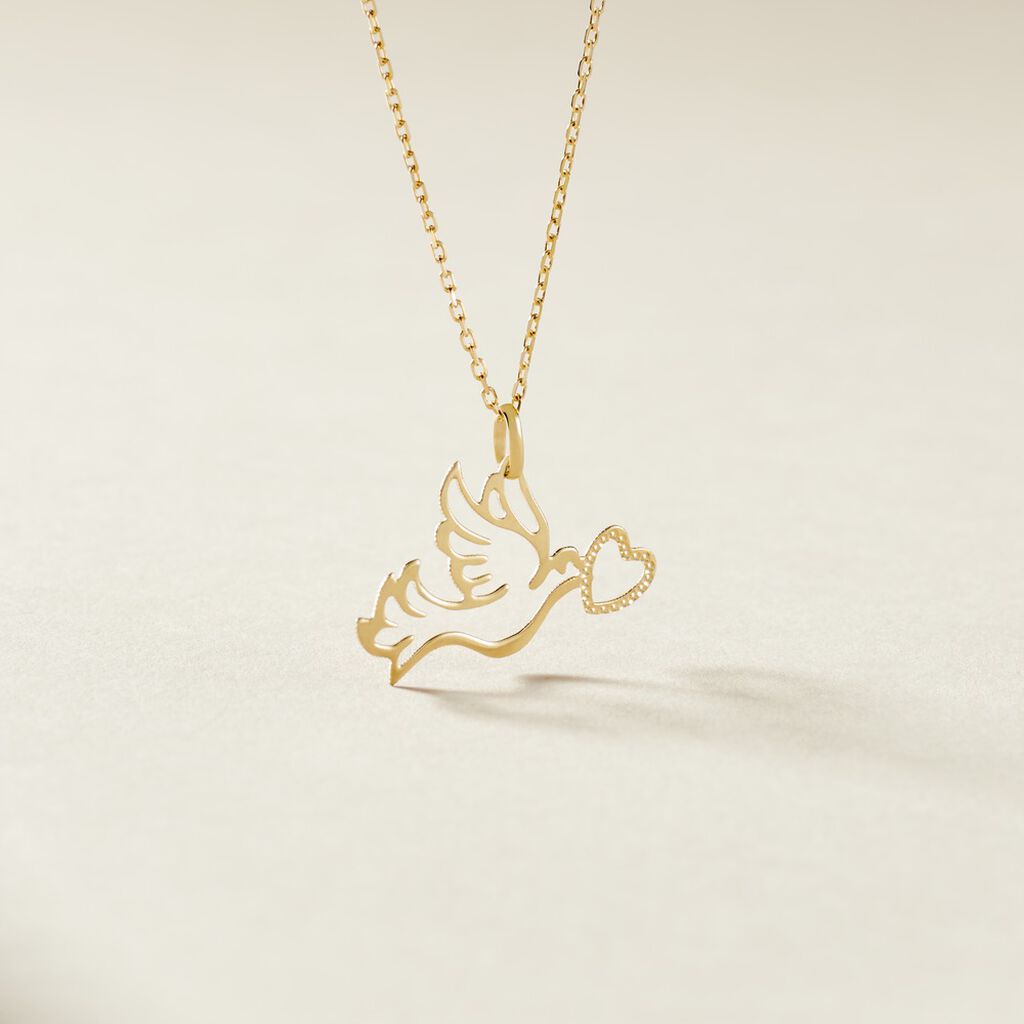 Pendentif Guecha Colombe Et Coeur Or Jaune - Pendentifs Femme | Histoire d&rsquo;Or