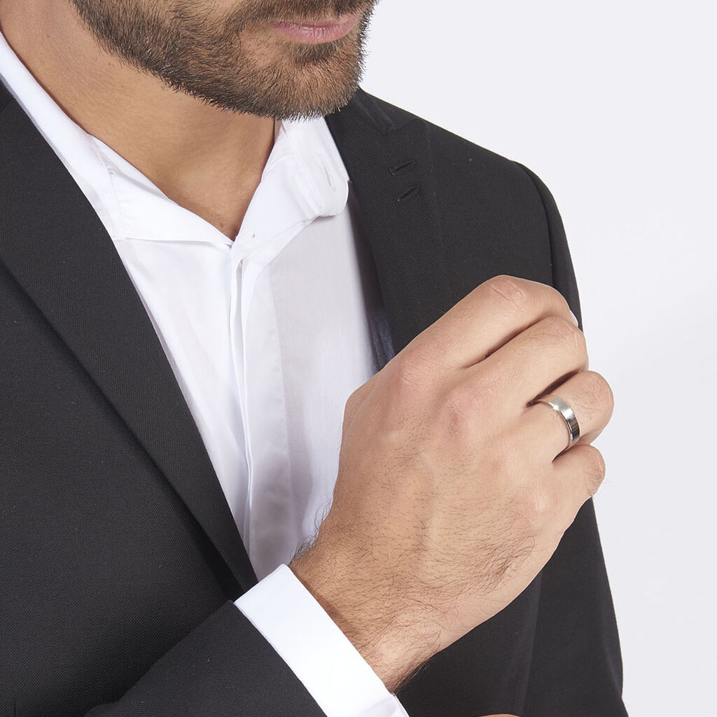 Alliance Hild Ruban Biseaute Palladium Blanc - Alliances Homme | Histoire d’Or