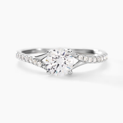 Bague Evita Or Blanc Oxyde De Zirconium - Bagues solitaires Femme | Histoire d’Or