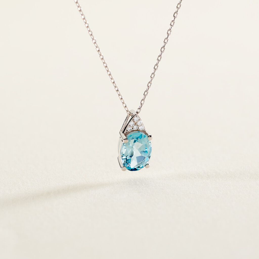 Collier Britney Or Blanc Topaze Et Oxyde De Zirconium - Colliers Femme | Histoire d’Or