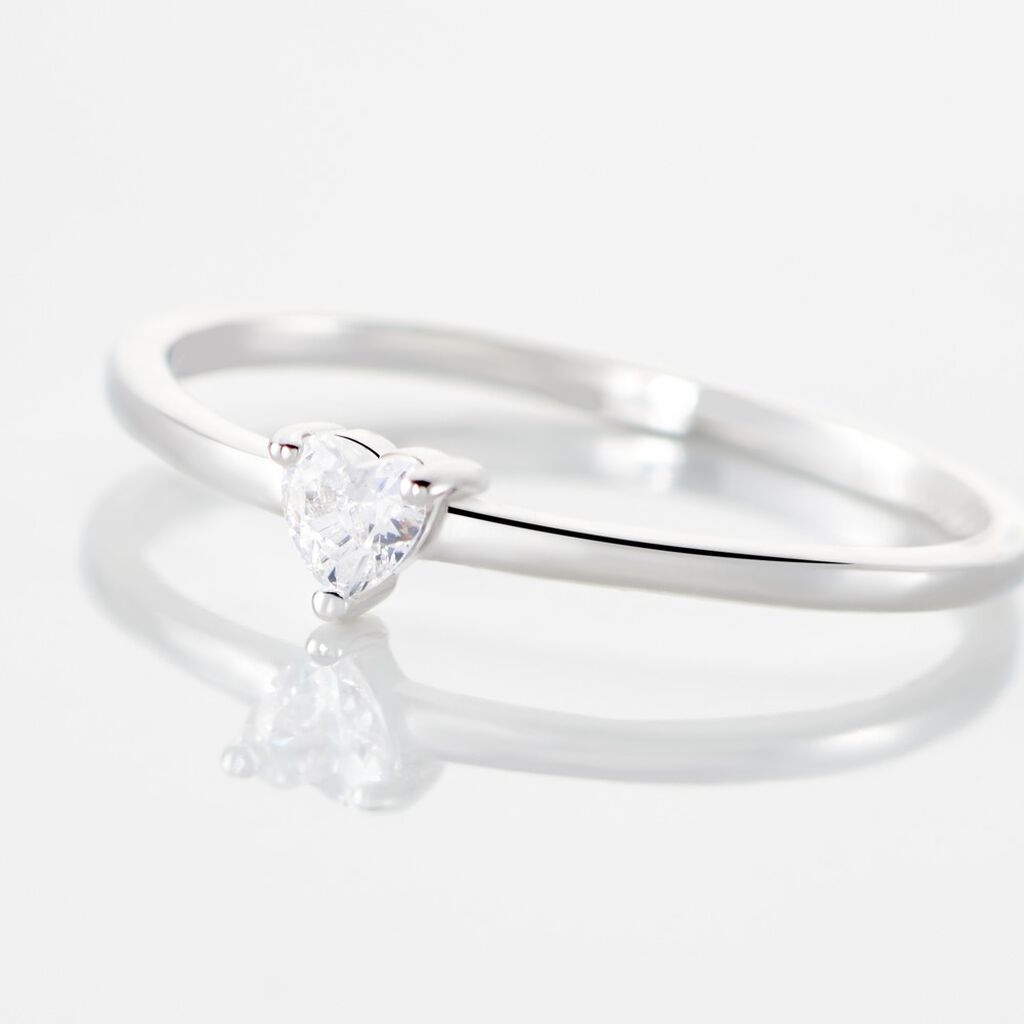 Bague Solitaire 1er Solitaire Argent Blanc Oxyde De Zirconium - Bagues Coeur Femme | Histoire d’Or