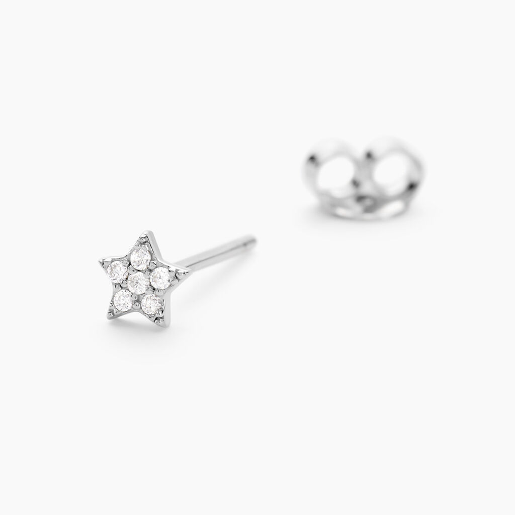 Boucles D'oreilles Puces Ziya Argent Blanc Oxyde De Zirconium - Boucles d'oreilles fantaisie Femme | Histoire d&rsquo;Or