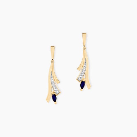 Boucles D'Oreilles Pendantes Usha Or Jaune Saphir - Boucles d'oreilles pendantes Femme | Histoire d&rsquo;Or