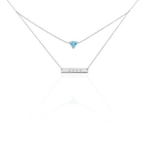 Collier Or Blanc Topaze - Colliers doubles et triples chaînes Femme | Histoire d’Or