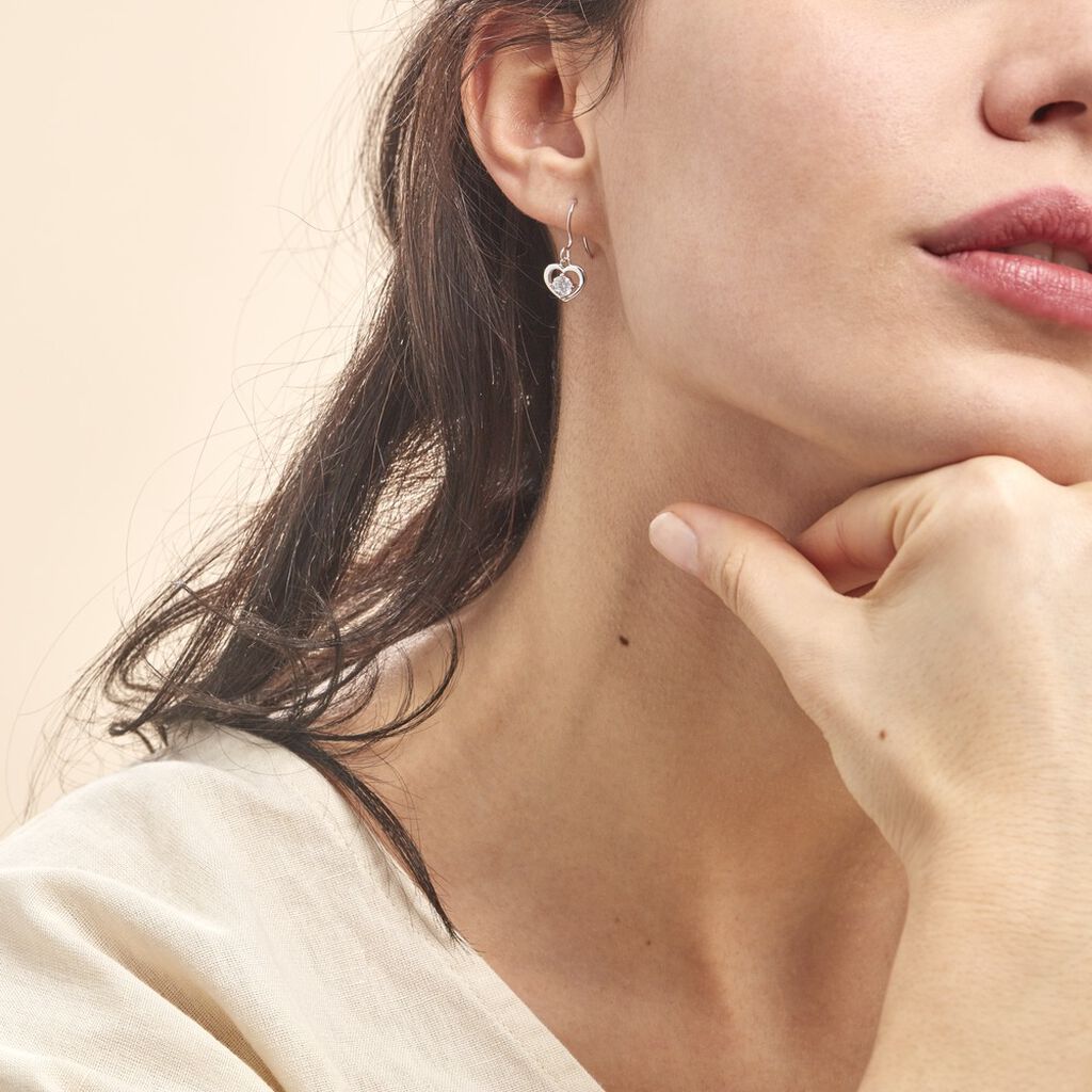 Boucles D'oreilles Pendantes Nalan Argent Blanc Oxyde De Zirconium - Boucles d'oreilles fantaisie Femme | Histoire d’Or