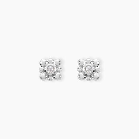 Boucles D'oreilles Puces Neorah Argent Blanc Oxyde De Zirconium - Boucles d'oreilles fantaisie Femme | Histoire d’Or