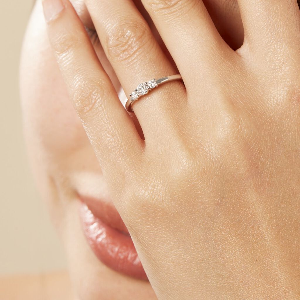 Bague Sabine Or Blanc Diamant - Bagues avec pierre Femme | Histoire d’Or