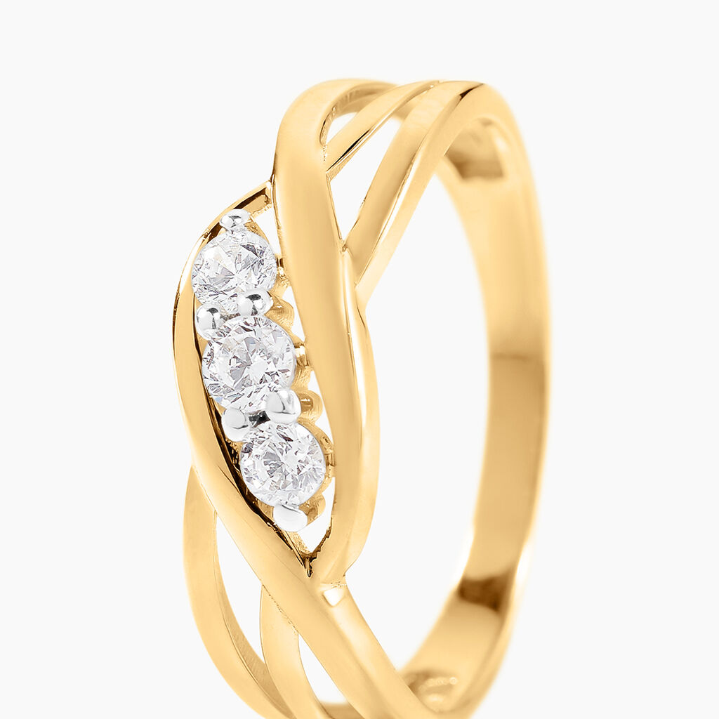 Bague Or Jaune Shaleana Oxydes De Zirconium - Bagues solitaires Femme | Histoire d&rsquo;Or