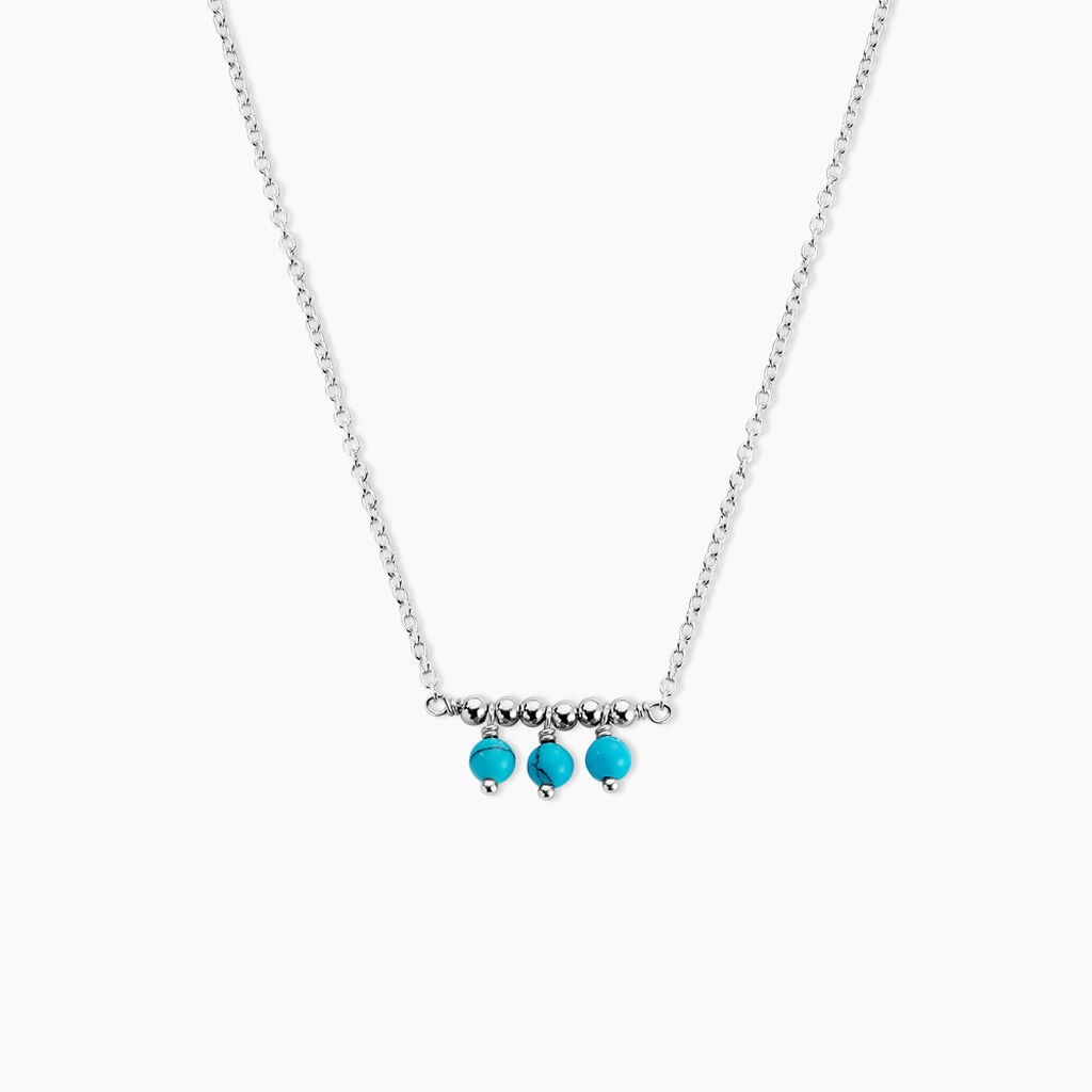 Collier Della Argent Blanc Turquoise - Colliers fantaisie Femme | Histoire d&rsquo;Or