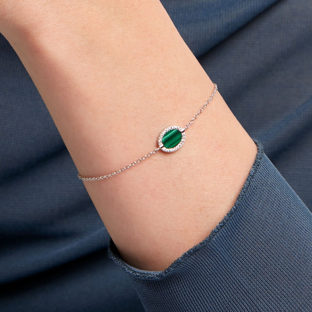 Bracelet Margot Argent Blanc Malachite Oxyde De Zirconium - F&ecirc;te des m&egrave;res Femme | Histoire d&rsquo;Or