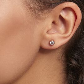 Boucles D'oreilles Puces Elda Serti Clos Or Rose Oxyde De Zirconium - Clous d'oreilles Femme | Histoire d’Or