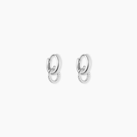 Cr&eacute;oles Sirkel Argent Blanc - Boucles d'oreilles cr&eacute;oles Femme | Histoire d&rsquo;Or