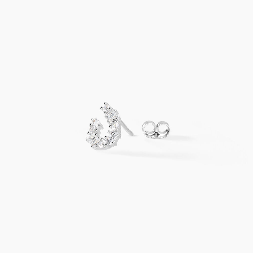 Boucles D'Oreilles Puces Baguette Argent Blanc Oxyde De Zirconium - Boucles d'oreilles fantaisie Femme | Histoire d&rsquo;Or