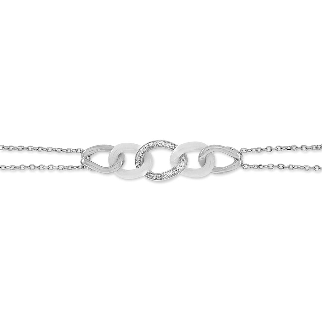 Bracelet Link Argent Blanc Céramique Et Oxyde De Zirconium - Bracelets Femme | Histoire d’Or