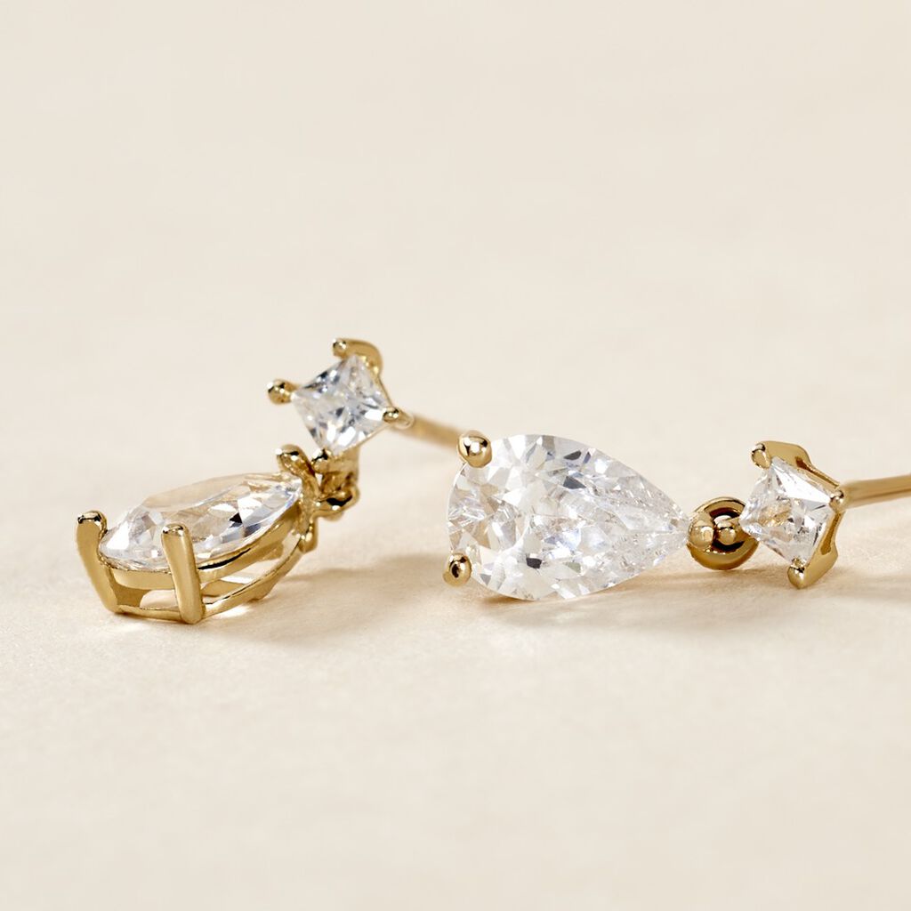 Boucles D'oreilles Pendantes Faas Or Jaune Oxyde De Zirconium - Boucles d'oreilles pendantes Femme | Histoire d’Or