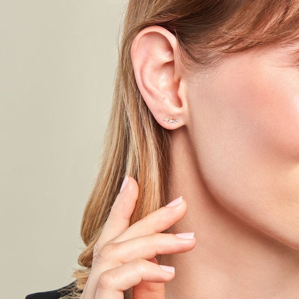 Boucles D'oreilles Puces Iuliana Or Jaune Oxyde De Zirconium - Clous d'oreilles Femme | Histoire d’Or