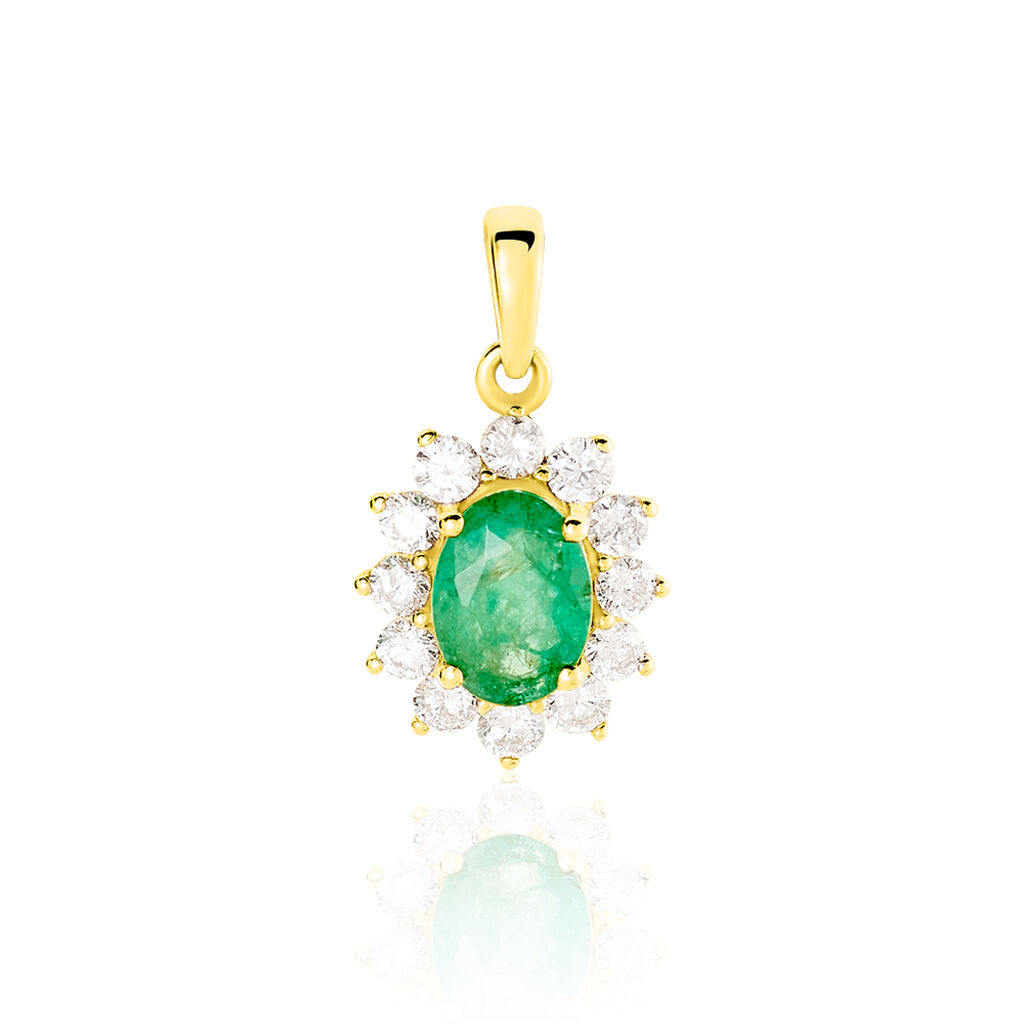 Pendentif Or Jaune Emeraude Diamants - Pendentifs Femme | Histoire d’Or