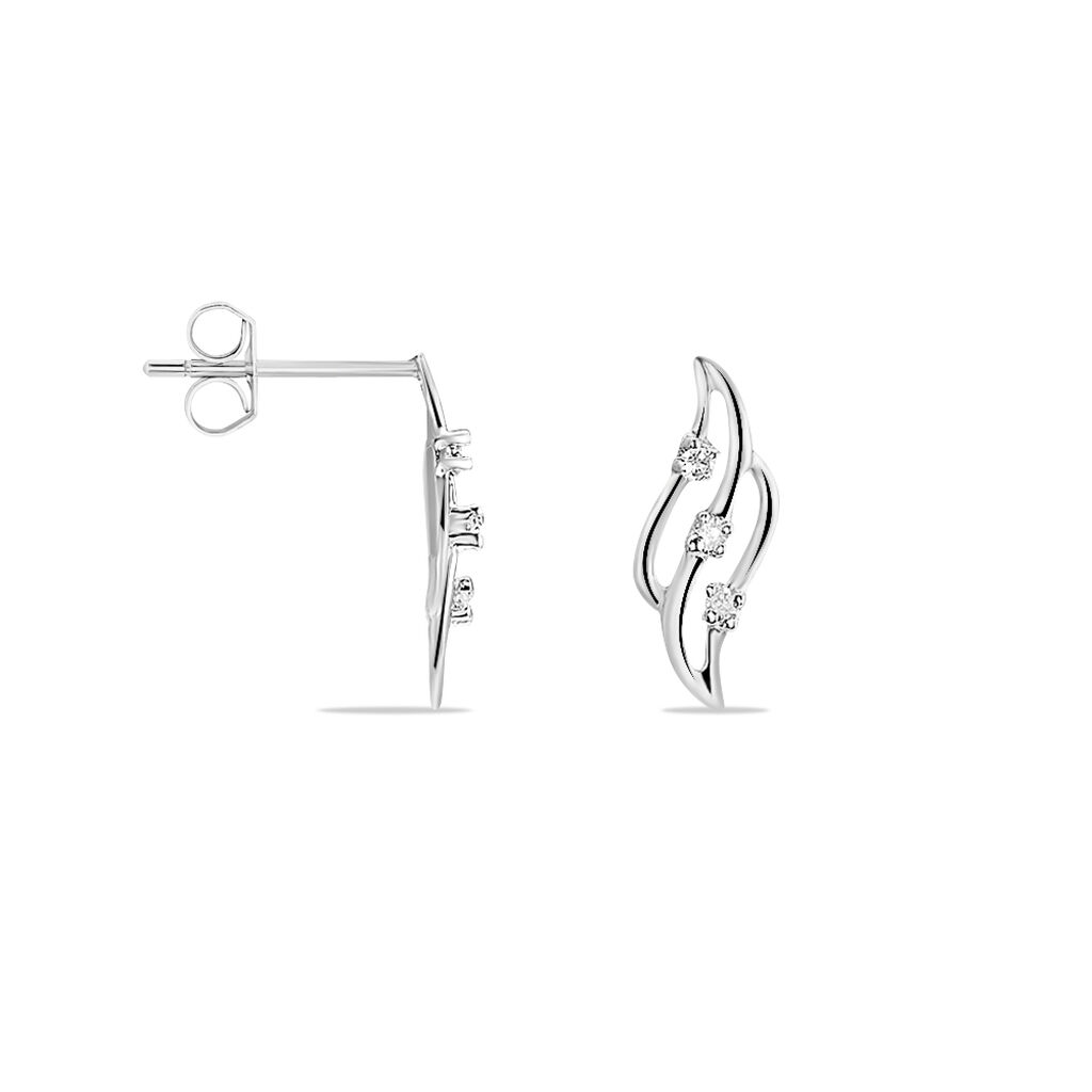 Boucles D'oreilles Puces Marnie Or Blanc Diamant - Boucles d'oreilles pendantes Femme | Histoire d’Or