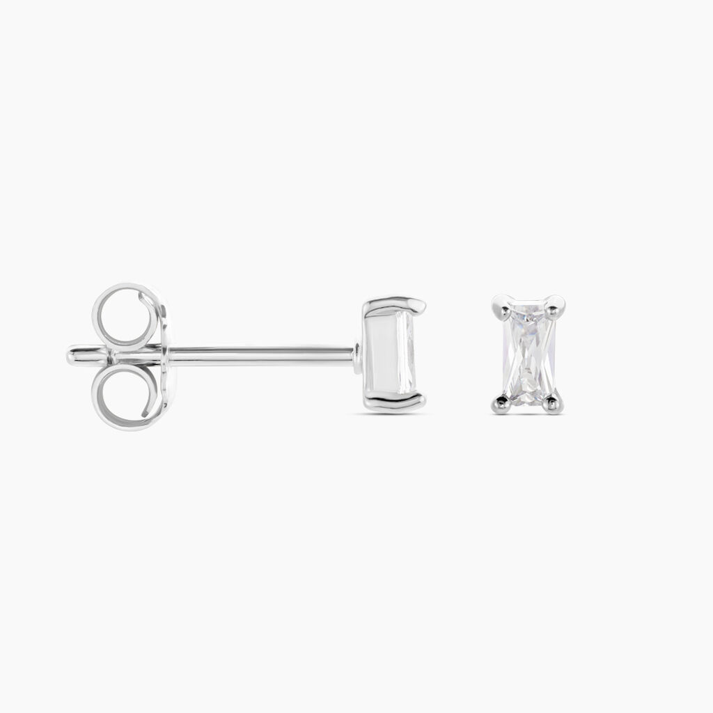 Boucles D'oreilles Puces Udia Argent Blanc Oxyde De Zirconium - Boucles d'oreilles fantaisie Femme | Histoire d&rsquo;Or