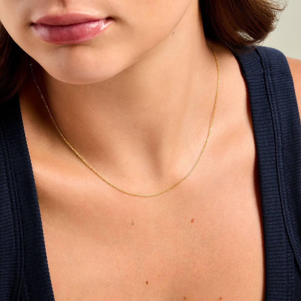 Chaine Igoa Maille Forcat Diamantee Argent Dor&eacute; A L'Or 750/1000 - Chaines Unisex | Histoire d&rsquo;Or