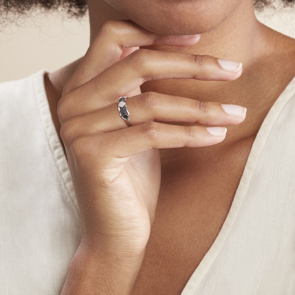 Bague Lina-maria Or Blanc Saphir Et Diamant - Bagues avec pierre Femme | Histoire d’Or