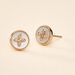 Boucles D'oreilles Puces Talisman Or Jaune Nacre Diamant - Clous d'oreilles Femme | Histoire d’Or