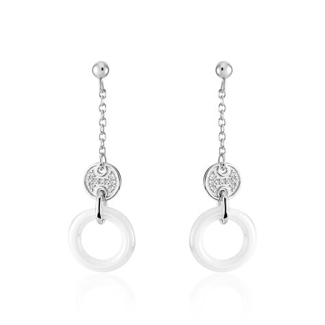 Boucles D'oreilles Pendantes Issara Argent Céramique Et Oxyde - Boucles d'oreilles fantaisie Femme | Histoire d’Or
