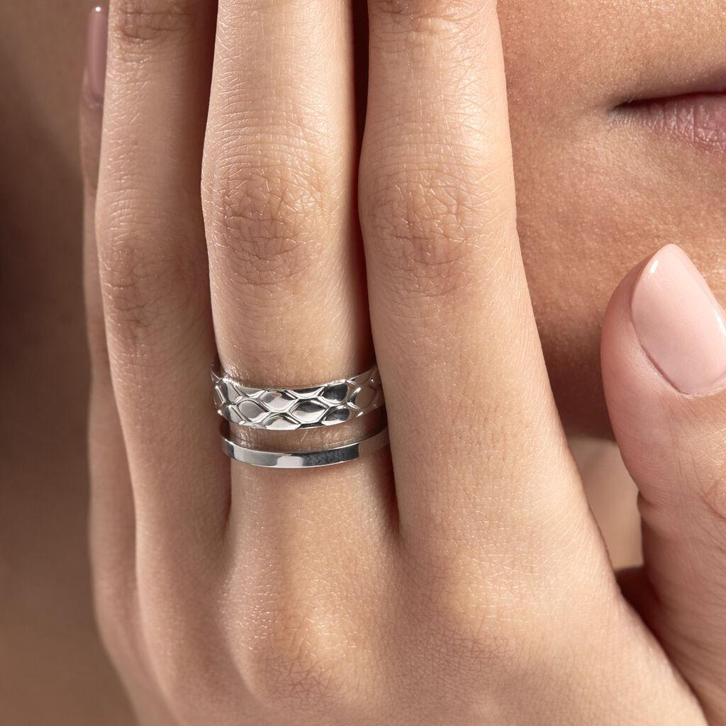 Bague Ajustable Abram Acier Blanc - Bagues fantaisie Femme | Histoire d’Or