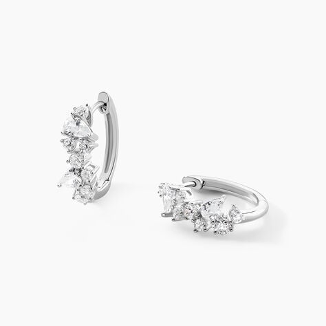 Créoles Eclat d'Aurore Argent Blanc Oxyde De Zirconium - Boucles d'oreilles créoles Femme | Histoire d’Or