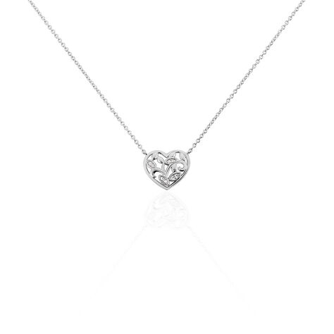 Collier Douglas Argent Blanc Oxyde De Zirconium - Colliers Coeur Femme | Histoire d’Or