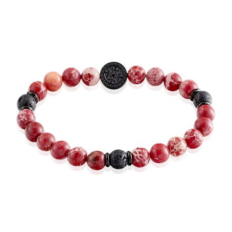 Bracelet Jourdan Yasur Acier Noir Oeil De Tigre Pierre De Lave - Bracelets Homme | Histoire d’Or