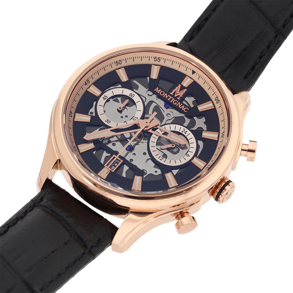 Montre Montignac Round Multifonction Noir - Montres Homme | Histoire d’Or