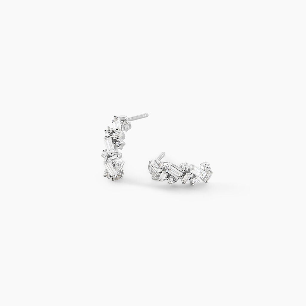 Cr&eacute;oles Rio Argent Blanc Oxyde De Zirconium - Boucles d'oreilles cr&eacute;oles Femme | Histoire d&rsquo;Or