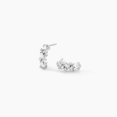 Cr&eacute;oles Rio Argent Blanc Oxyde De Zirconium - Boucles d'oreilles cr&eacute;oles Femme | Histoire d&rsquo;Or