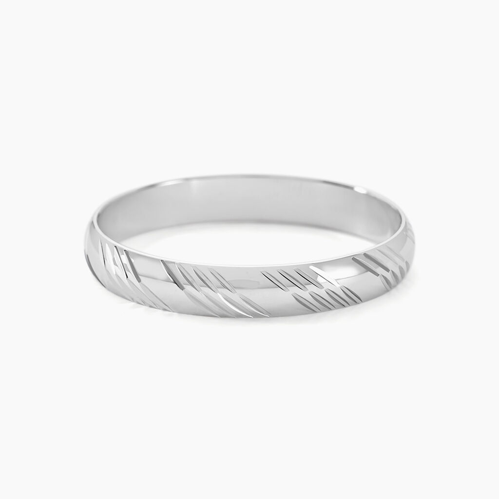 Alliance Hercule Striee Demi Jonc Classique Or Blanc - Alliances Famille | Histoire d’Or