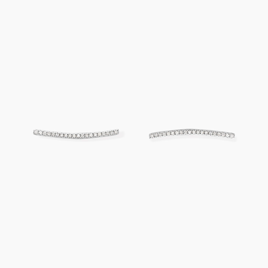 Boucles D'oreilles Grimpantes Fadoua Or Blanc Diamants - Boucles d'oreilles pendantes Femme | Histoire d’Or