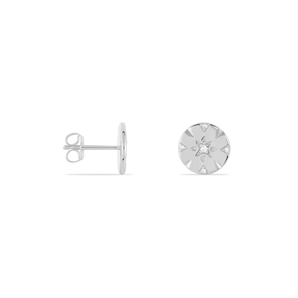 Boucles D'oreilles Puces Erinna Argent Blanc Oxyde De Zirconium - Boucles d'oreilles fantaisie Femme | Histoire d&rsquo;Or